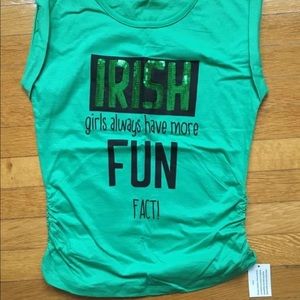 Green Tshirt “Irish Girls have more fun fact “with green hair tie